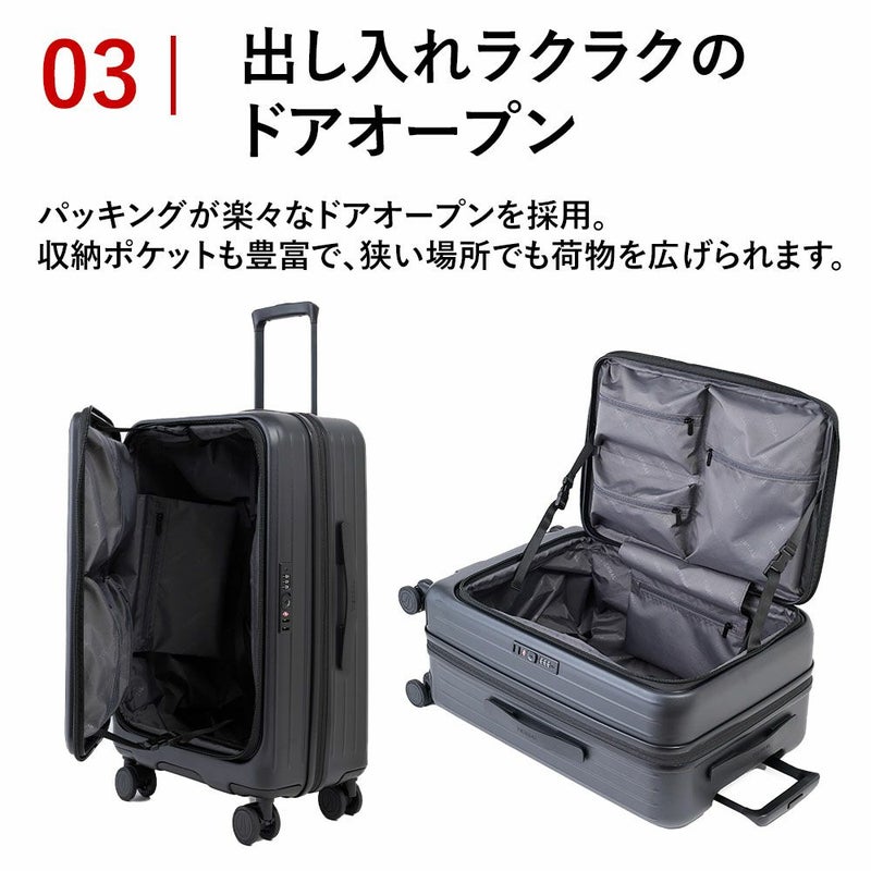 【正規1年保証】スーツケースTOMARU50L容量拡張56L3泊4泊5泊ドアオープン軽量キャリーケースキャリーバッグおしゃれ軽い頑丈丈夫旅行修学旅行TSAロックTIERRALティエラル