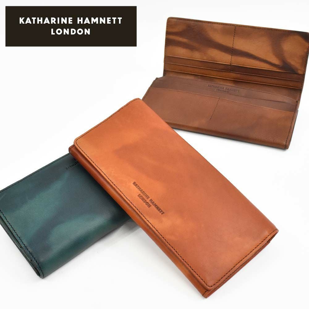 キャサリンハムネットKATHARINEHAMNETTLONDON長財布かぶせ財布本革メンズレディースFLUIDフルイド革レザープレゼント男性人気ブランド大容量薄いかぶせ型おしゃれかっこいい490-59203父の日