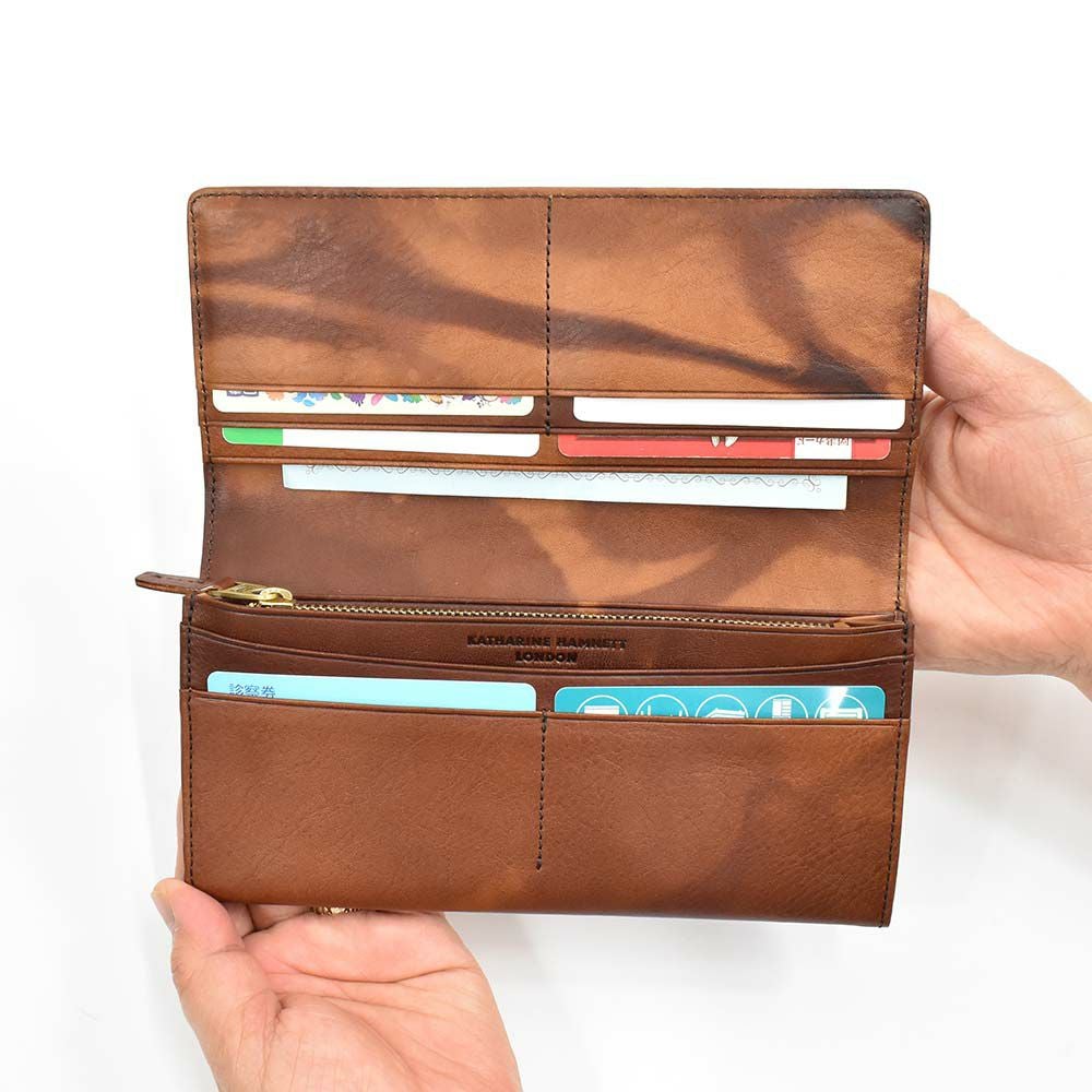 キャサリンハムネットKATHARINEHAMNETTLONDON長財布かぶせ財布本革メンズレディースFLUIDフルイド革レザープレゼント男性人気ブランド大容量薄いかぶせ型おしゃれかっこいい490-59203父の日