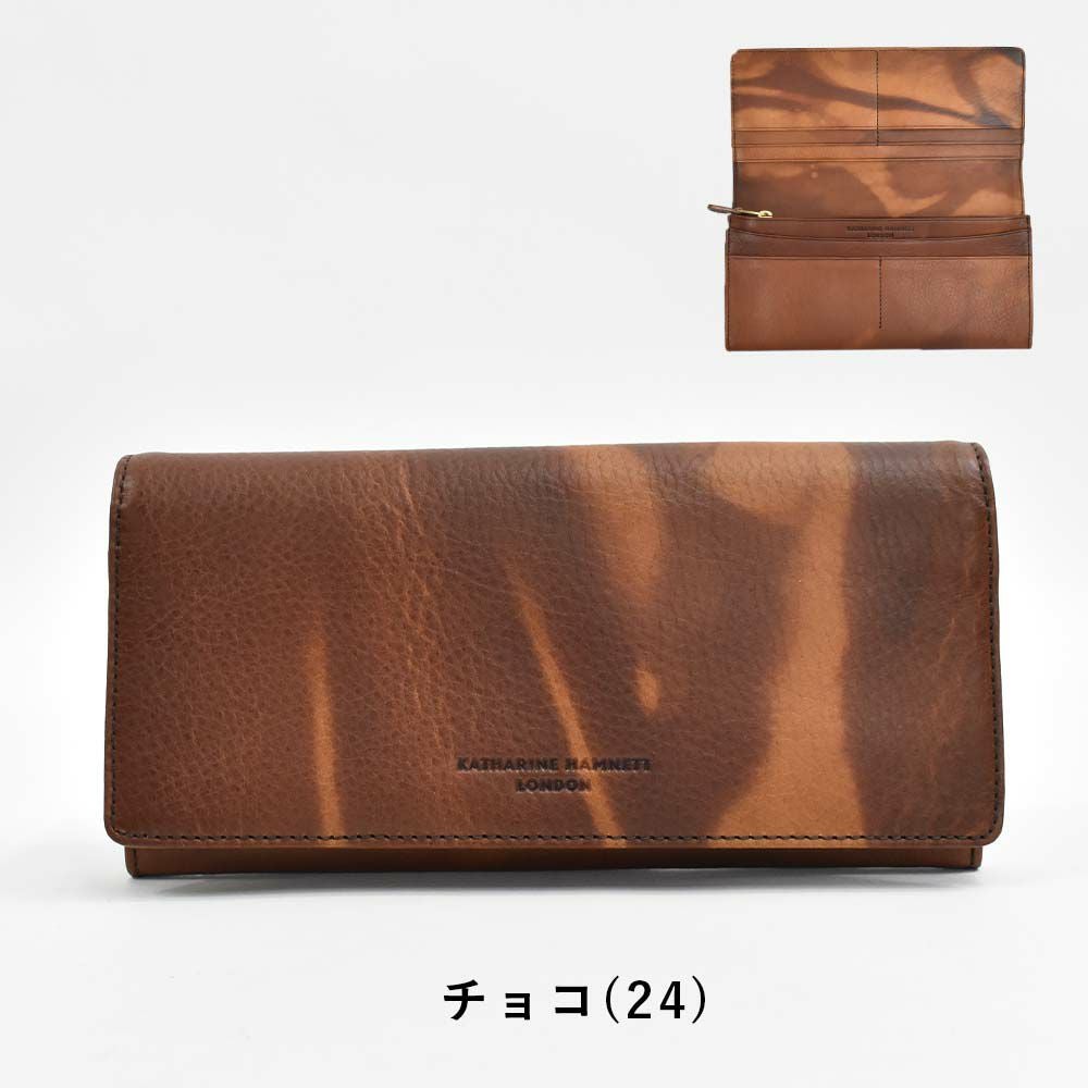 キャサリンハムネットKATHARINEHAMNETTLONDON長財布かぶせ財布本革メンズレディースFLUIDフルイド革レザープレゼント男性人気ブランド大容量薄いかぶせ型おしゃれかっこいい490-59203父の日