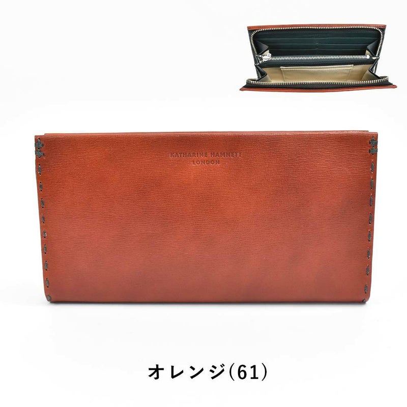 キャサリンハムネットKATHARINEHAMNETTLONDON長財布ラウンドファスナー財布本革メンズレディースカラーテーラード2革レザープレゼント男性人気ブランド大容量薄いおしゃれファスナー付き490-58707父の日