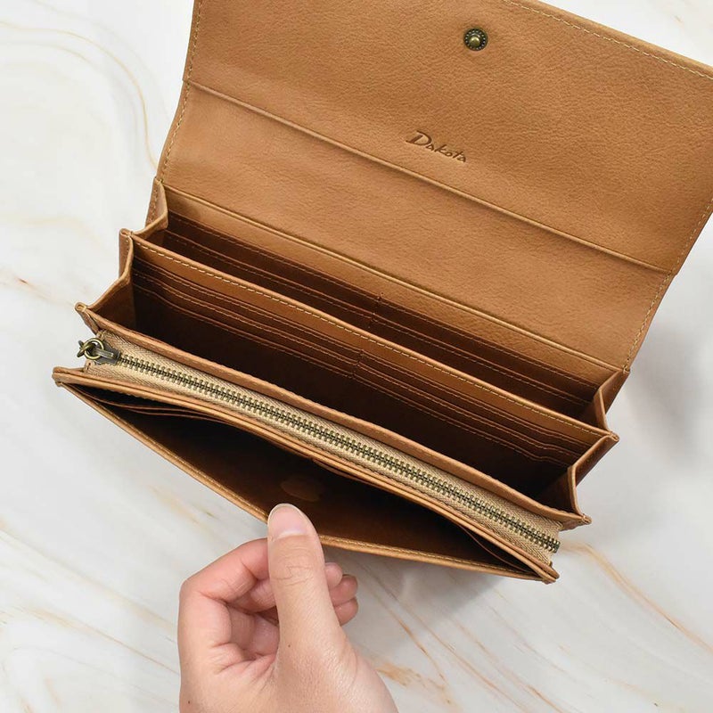【2021新作】ダコタDakota長財布財布レディースアニマーレかぶせサイフ本革革レザーブランドファスナー人気かわいい大容量小銭入れ薄いアニマル動物30代40代50代大人緑グリーンベージュマスタード0030191