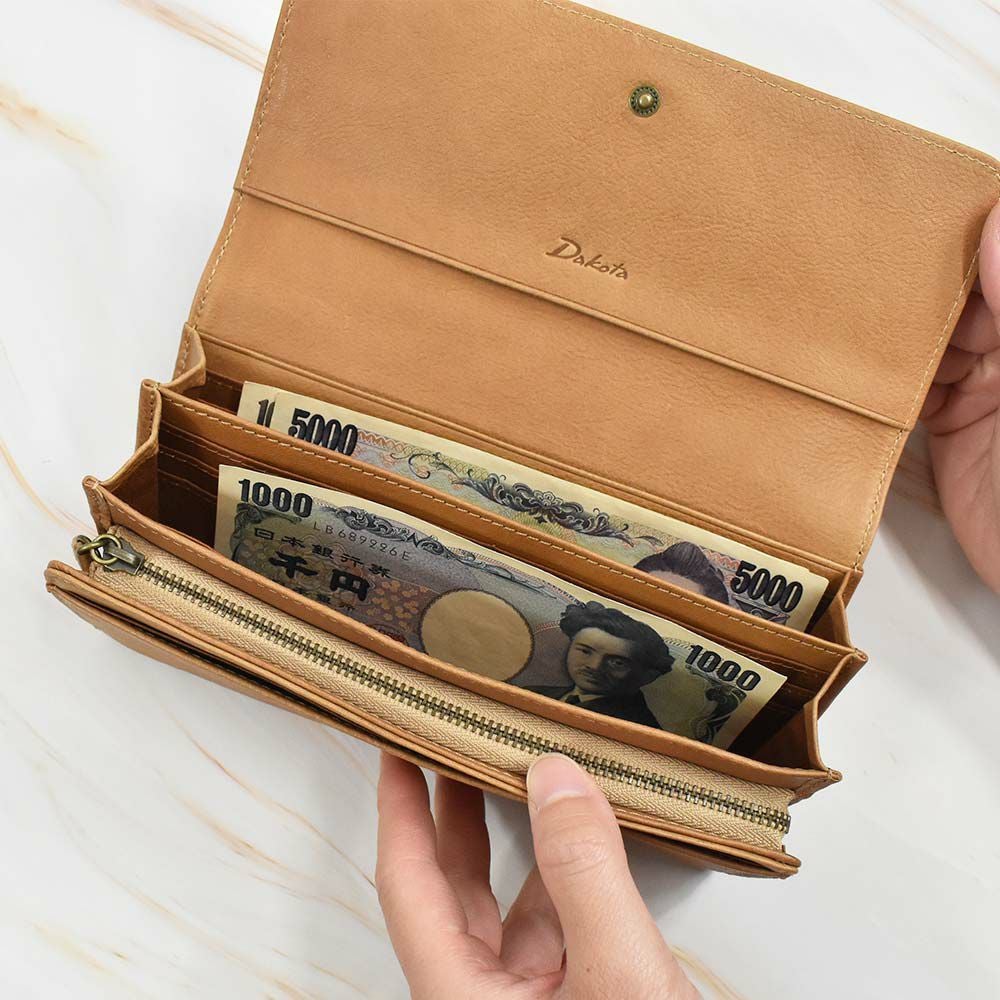【2021新作】ダコタDakota長財布財布レディースアニマーレかぶせサイフ本革革レザーブランドファスナー人気かわいい大容量小銭入れ薄いアニマル動物30代40代50代大人緑グリーンベージュマスタード0030191