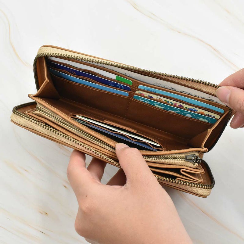 【2021新作】ダコタDakota長財布財布レディースアニマーレラウンドファスナーサイフ本革革レザーブランドファスナーかわいい大容量小銭入れアニマル動物30代40代50代大人緑グリーンベージュマスタード0030192