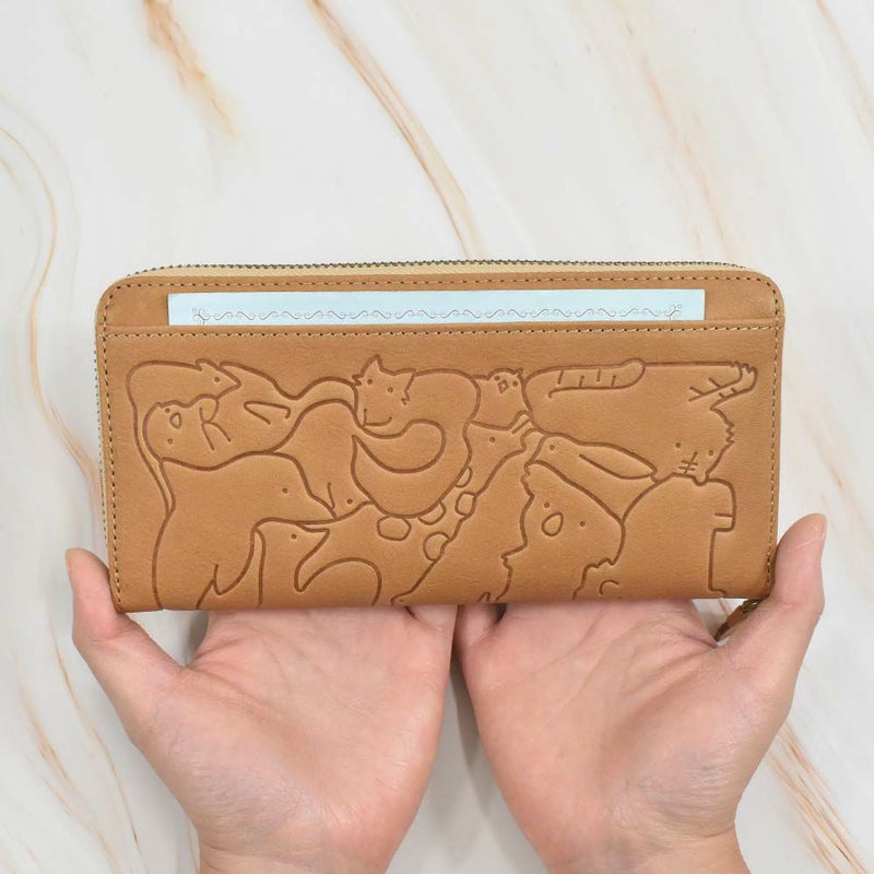 【2021新作】ダコタDakota長財布財布レディースアニマーレラウンドファスナーサイフ本革革レザーブランドファスナーかわいい大容量小銭入れアニマル動物30代40代50代大人緑グリーンベージュマスタード0030192