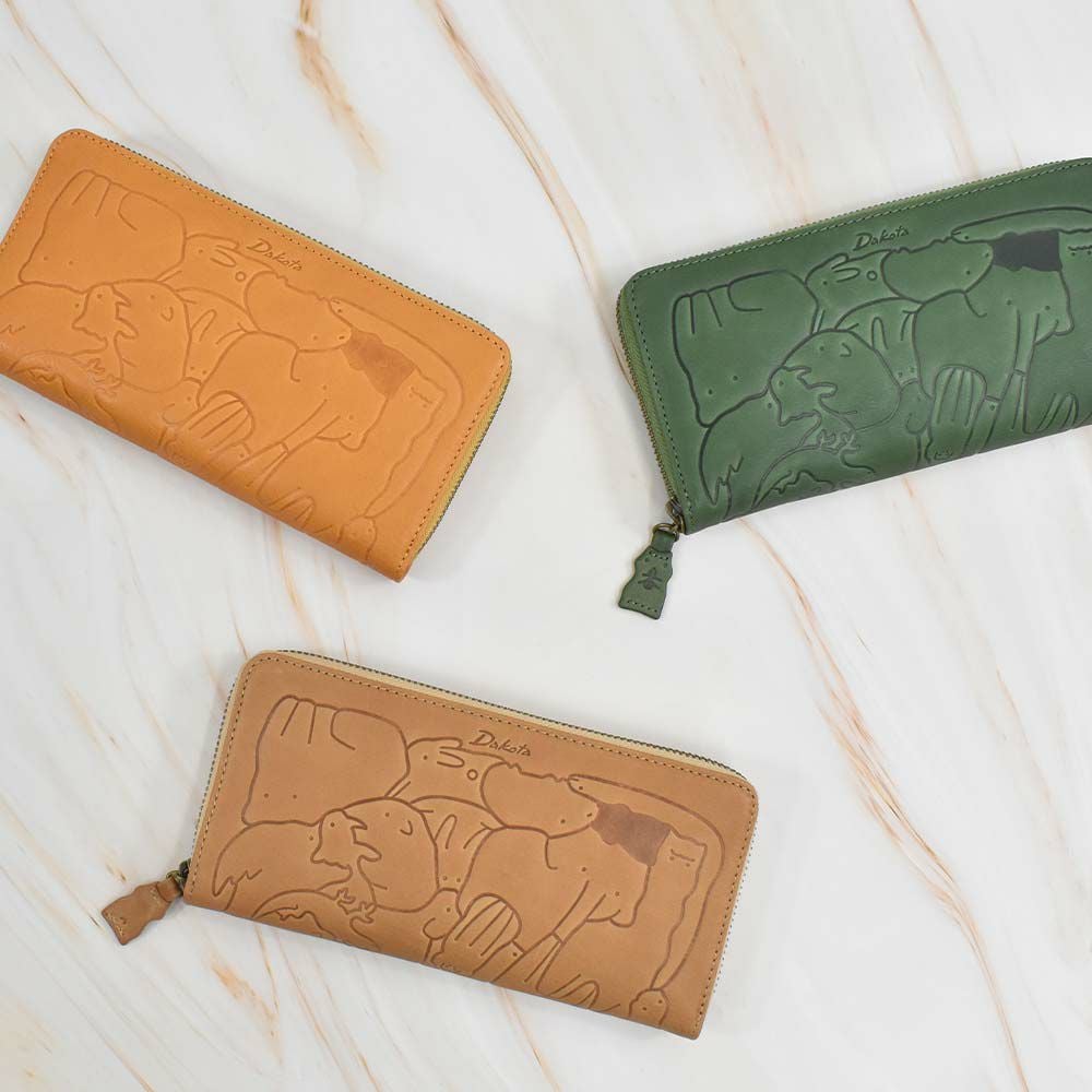 【2021新作】ダコタDakota長財布財布レディースアニマーレラウンドファスナーサイフ本革革レザーブランドファスナーかわいい大容量小銭入れアニマル動物30代40代50代大人緑グリーンベージュマスタード0030192