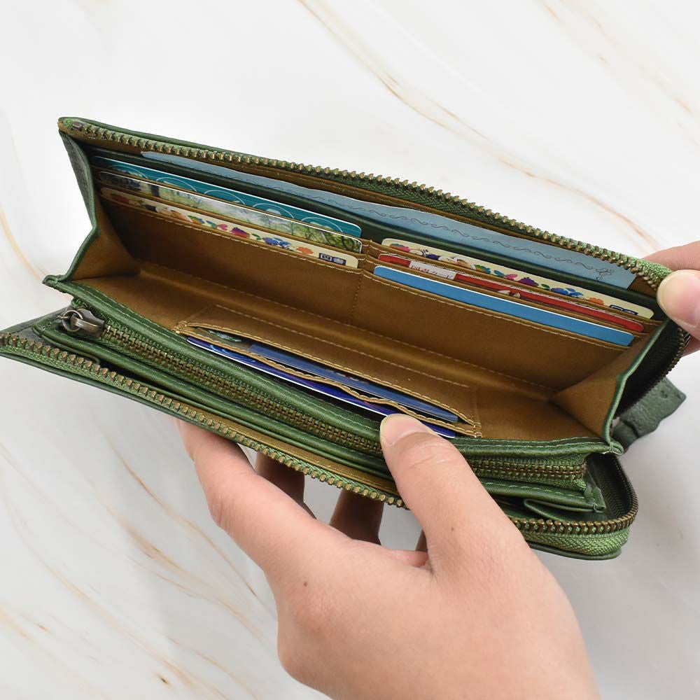 【2021新作】ダコタDakota長財布財布レディースアニマーレL字ファスナーサイフ本革革レザーブランドファスナー薄いかわいい大容量小銭入れアニマル動物30代40代50代緑グリーンベージュマスタード0030193