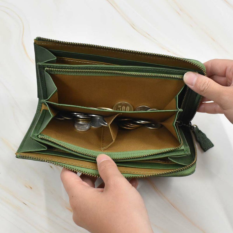 【2021新作】ダコタDakota長財布財布レディースアニマーレL字ファスナーサイフ本革革レザーブランドファスナー薄いかわいい大容量小銭入れアニマル動物30代40代50代緑グリーンベージュマスタード0030193