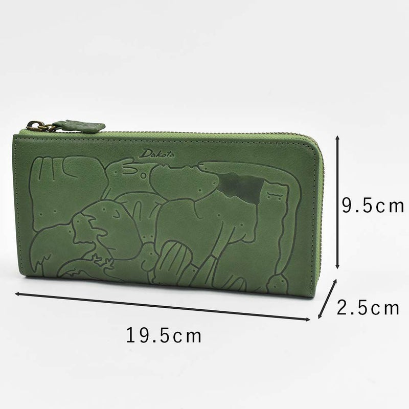 【2021新作】ダコタDakota長財布財布レディースアニマーレL字ファスナーサイフ本革革レザーブランドファスナー薄いかわいい大容量小銭入れアニマル動物30代40代50代緑グリーンベージュマスタード0030193