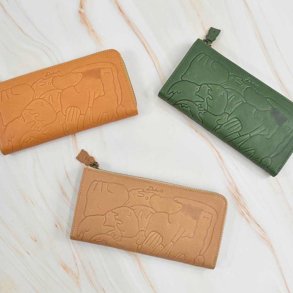 【2021新作】ダコタDakota長財布財布レディースアニマーレL字ファスナーサイフ本革革レザーブランドファスナー薄いかわいい大容量小銭入れアニマル動物30代40代50代緑グリーンベージュマスタード0030193