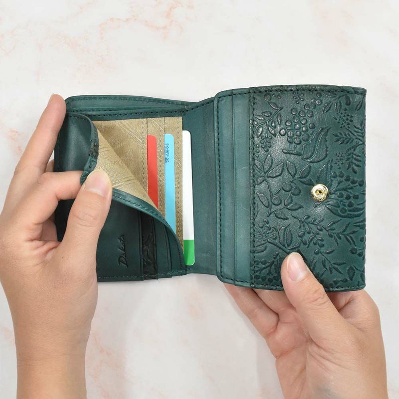 【2021新作】ダコタDakota財布二つ折りレディースミモザ二つ折り財布ミニ財布小銭入れボックス型BOX型サイフ本革革レザー2つ折り2つ折り財布ブランドファスナー人気かわいいコンパクト花柄ボタニカル0030250