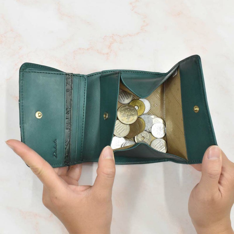 【2021新作】ダコタDakota財布二つ折りレディースミモザ二つ折り財布ミニ財布小銭入れボックス型BOX型サイフ本革革レザー2つ折り2つ折り財布ブランドファスナー人気かわいいコンパクト花柄ボタニカル0030250