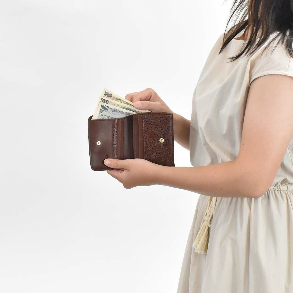 【2021新作】ダコタDakota財布二つ折りレディースミモザ二つ折り財布ミニ財布小銭入れボックス型BOX型サイフ本革革レザー2つ折り2つ折り財布ブランドファスナー人気かわいいコンパクト花柄ボタニカル0030250