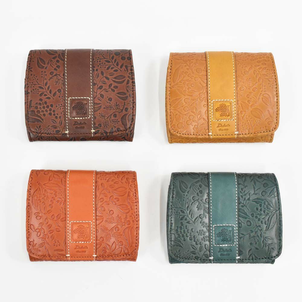 【2021新作】ダコタDakota財布二つ折りレディースミモザ二つ折り財布ミニ財布小銭入れボックス型BOX型サイフ本革革レザー2つ折り2つ折り財布ブランドファスナー人気かわいいコンパクト花柄ボタニカル0030250