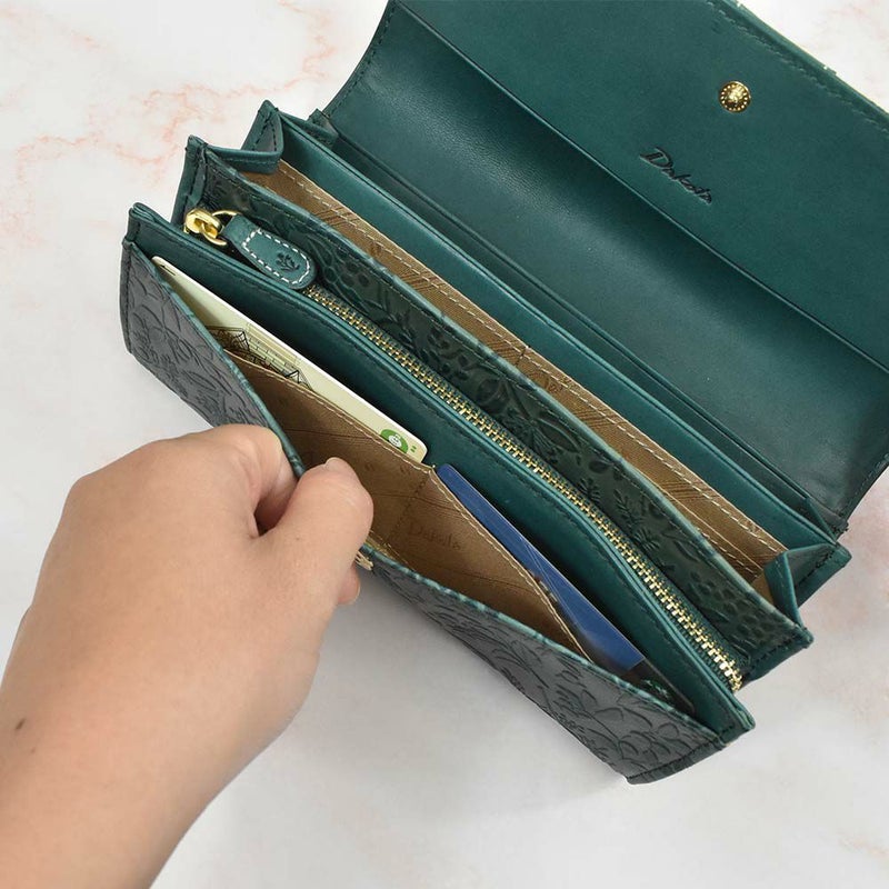 【2021新作】ダコタDakota長財布財布レディースミモザかぶせサイフ本革革レザー大容量ブランドおしゃれ人気かわいい花柄ボタニカル30代40代50代大人オレンジチョコマスタードブルー0030252