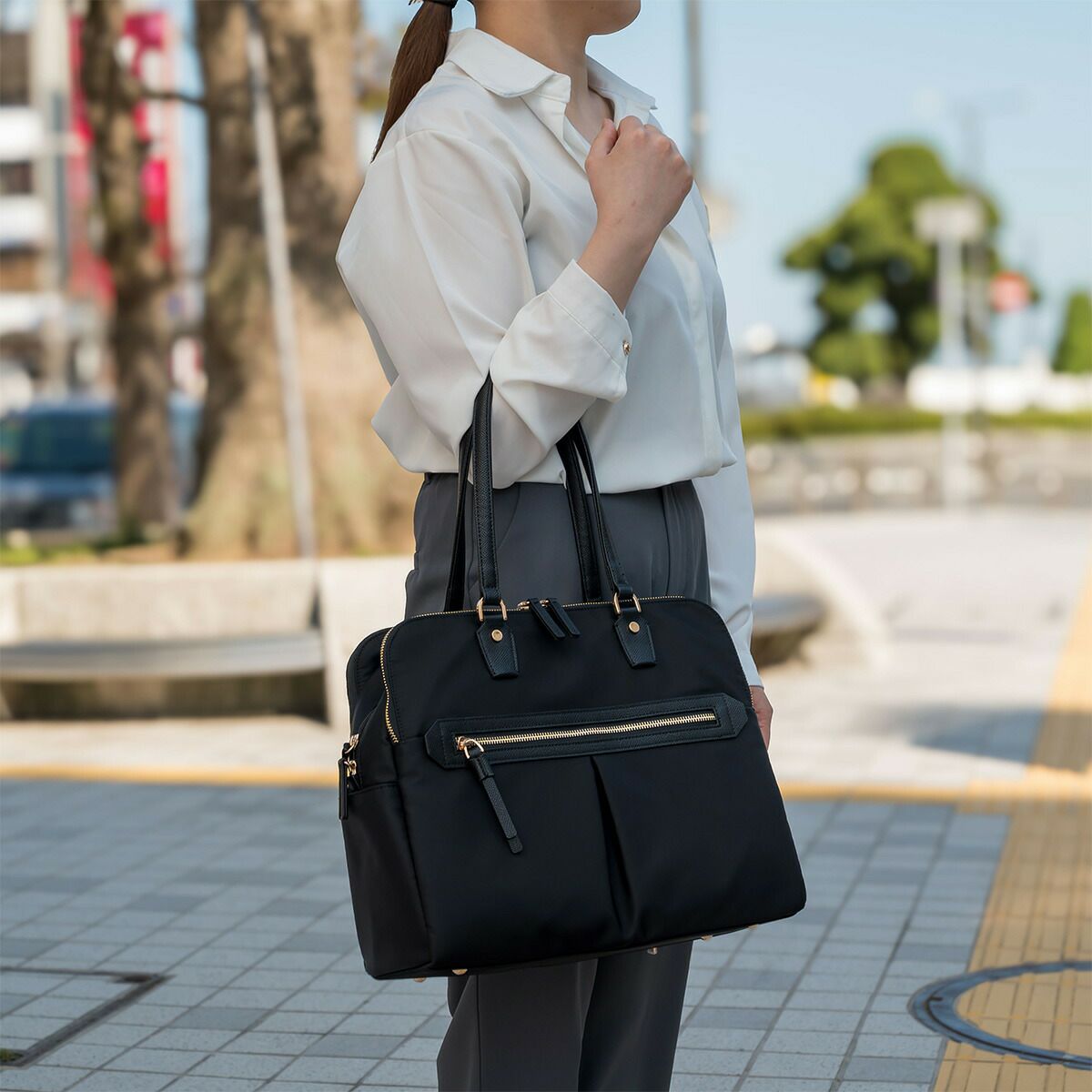 エーストートバッグaceビジネスバッグレディースラポルテムエースジーンA413.3インチPC収納16Lビジネストート通勤ナイロン小さめきれいめコンパクトブランドおしゃれ撥水軽量ビジネスace.GENE68523