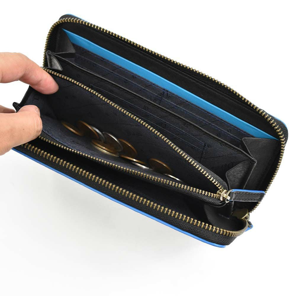 ダコタDakota長財布ラウンドファスナーメンズグリップ財布本革大容量レザー小銭入れありファスナー付きファスナーブランドブラック黒オレンジグリーン緑紺DakotaBLACKLABELダコタブラックレーベル0620113