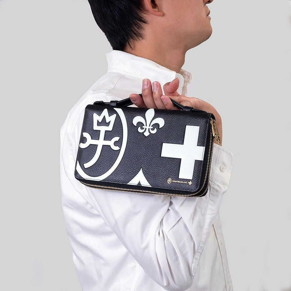 カステルバジャックWファスナーポーチセカンドバッグクラッチバッグ大容量メンズレディースネゼルCASTELBAJAC本革レザー長財布バッグカードケースハンドル付き81201