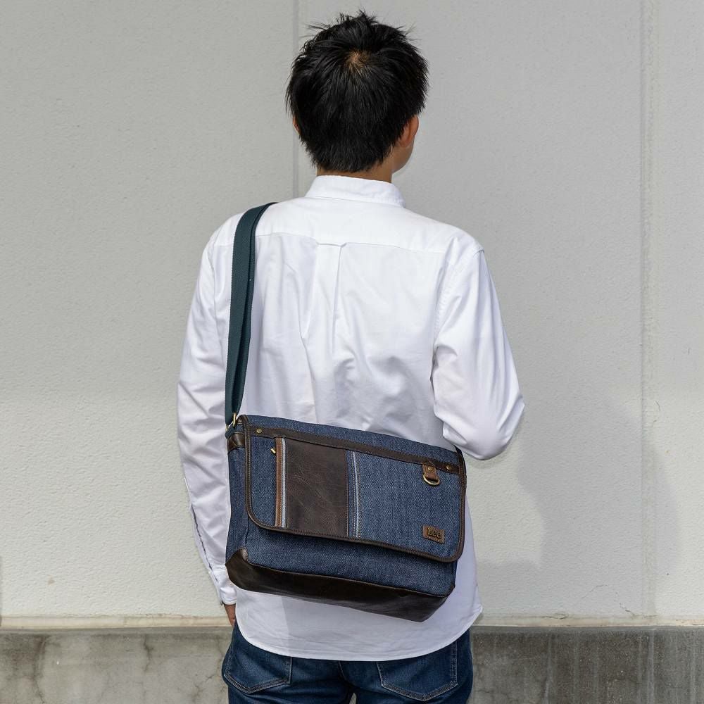LeeリーショルダーバッグA4デニムメンズレディースブランドバッグ大容量大きめ斜め掛けバッグ斜めがけバッグ肩掛けカバン人気シンプル大人おしゃれ320-3266
