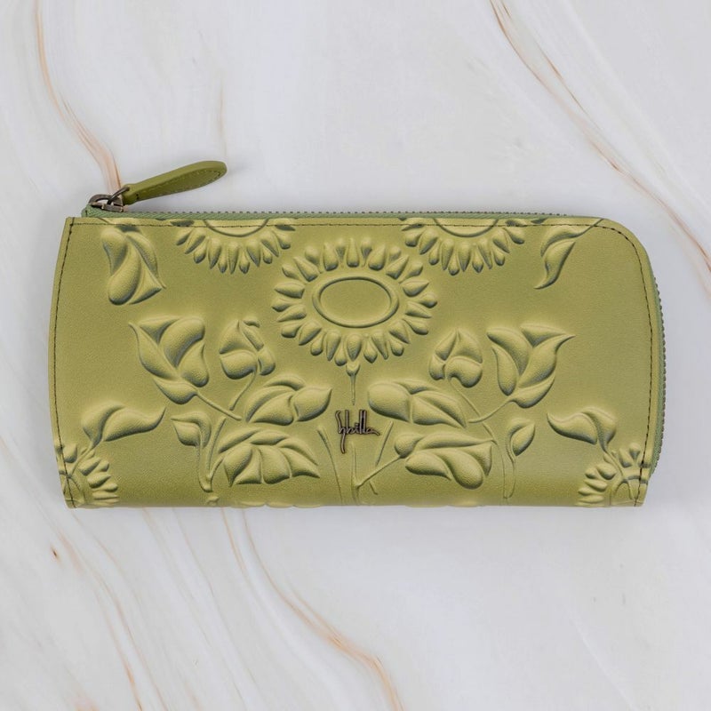 シビラ財布sybilla長財布L字ファスナーソンブラレディースブランド大容量ファスナー付きかわいい本革革花柄緑色オレンジブルーグリーン5470444
