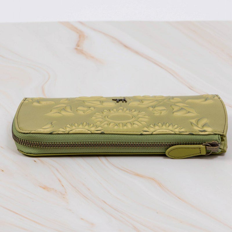 シビラ財布sybilla長財布L字ファスナーソンブラレディースブランド大容量ファスナー付きかわいい本革革花柄緑色オレンジブルーグリーン5470444
