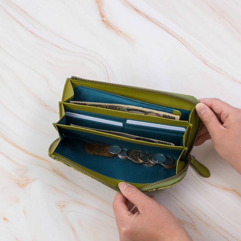 シビラ財布sybilla長財布L字ファスナーソンブラレディースブランド大容量ファスナー付きかわいい本革革花柄緑色オレンジブルーグリーン5470444