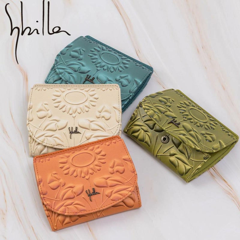 シビラ小銭入れ財布sybillaソンブラレディースブランドかわいい本革革花柄緑色オレンジブルーグリーン5470445