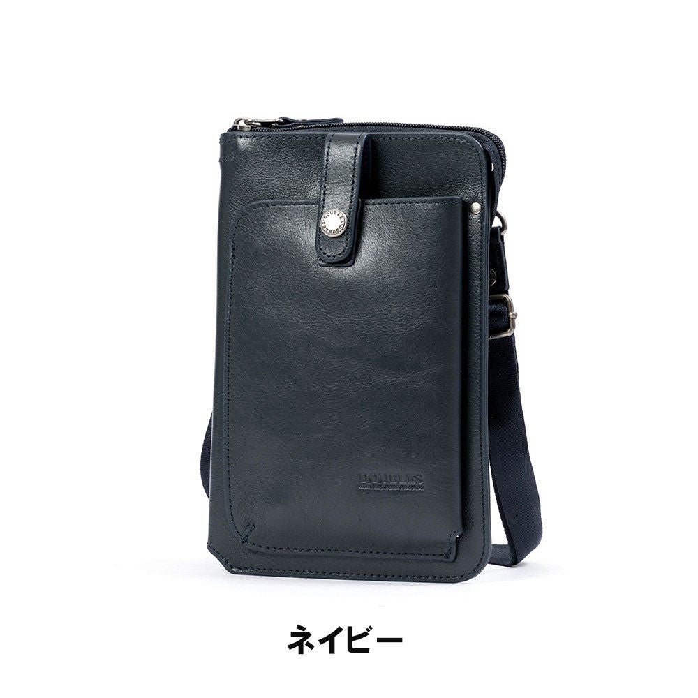 スマホショルダーショルダーポーチ本革ショルダーバッグDOUBLESダブルス財布が入るスマホポーチスマートフォンショルダーバッグ大きめメンズレディース革レザーブランドおしゃれJYS-7356