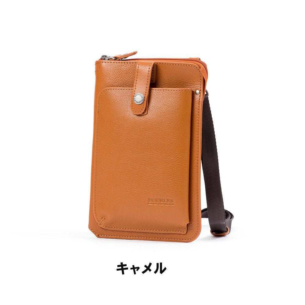 スマホショルダーショルダーポーチ本革ショルダーバッグDOUBLESダブルス財布が入るスマホポーチスマートフォンショルダーバッグ大きめメンズレディース革レザーブランドおしゃれJYS-7356