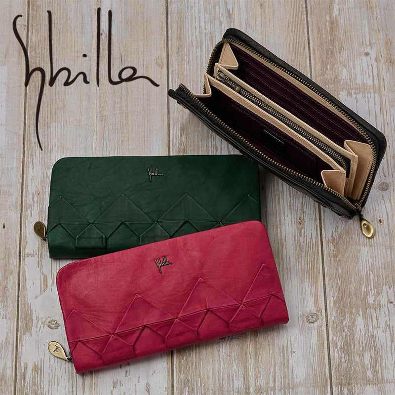 シビラ財布sybilla長財布ラウンドファスナーファスナーオリガミレディース女性大容量財布ブランドコンパクト本革5470472