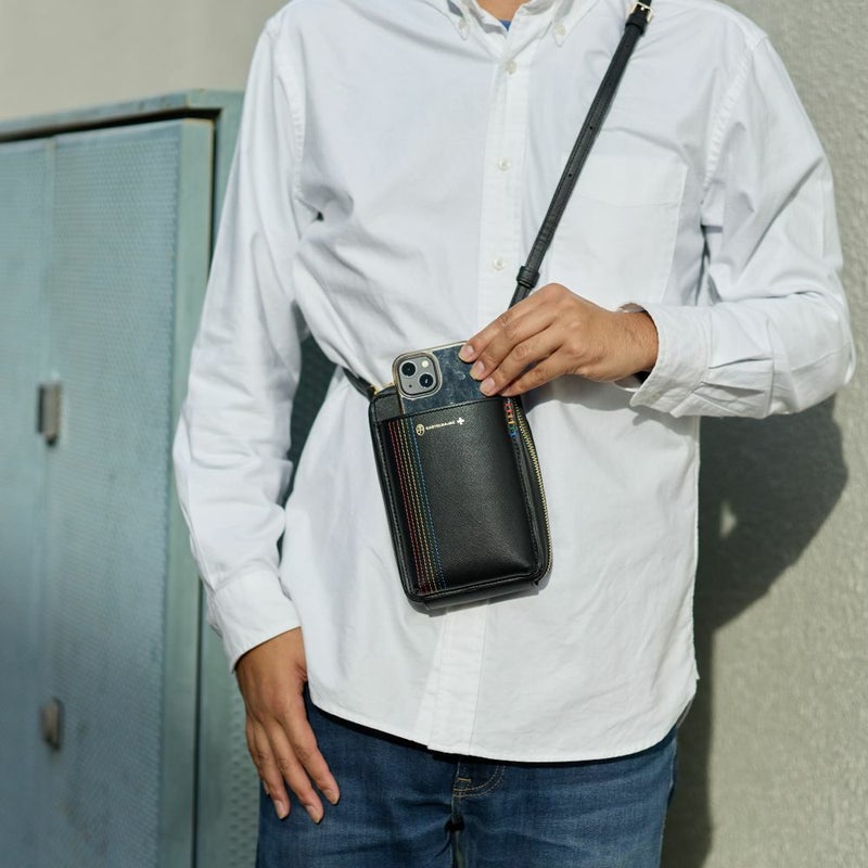 カステルバジャックスマホショルダーMサイズスマホポーチバッグショルダーバッグシェストCASTELBAJAC本革メンズレディース財布ショルダースマホショルダーバッグブランド大きめ27102