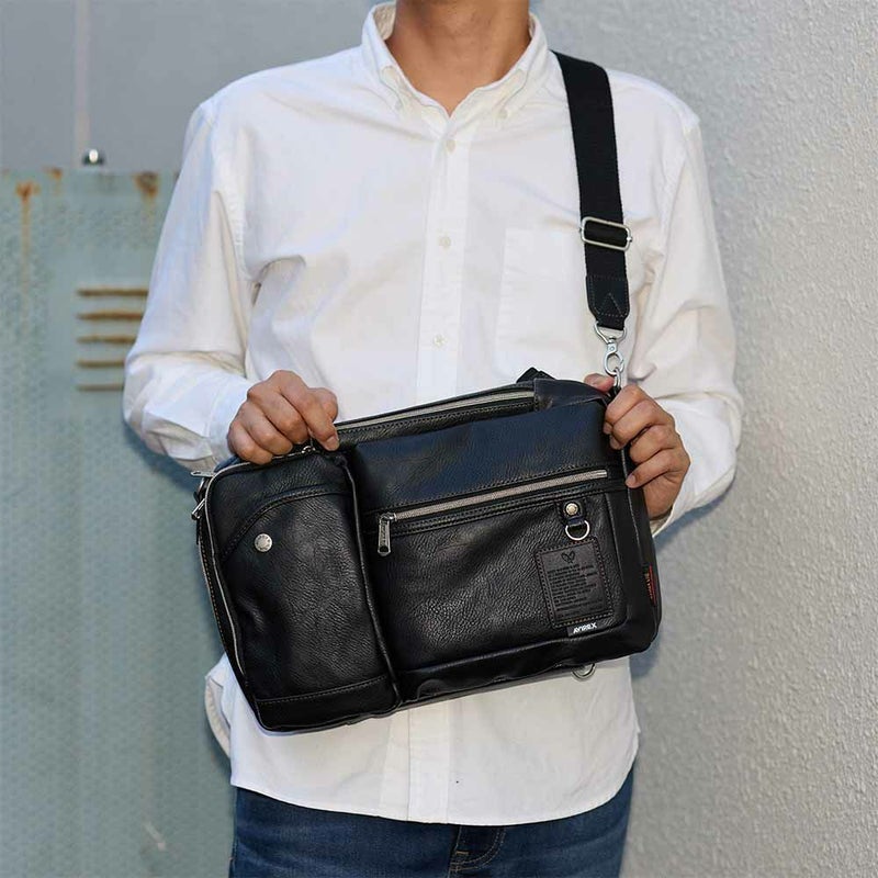 アビレックスショルダーバッグボディバッグ2WAYAVIREXバッグ合皮大きめ大容量アヴィレックスメンズショルダーバックブランド人気かっこいい30代40代50代60代AX5004
