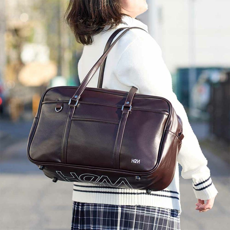 HeMヘムスクールバッグ合皮A4女子中学生高校生女子高生レディーススクールバックサブバッグサブバックスクバブランド通学おしゃれかわいい大容量学生かばん黒色茶色39-713