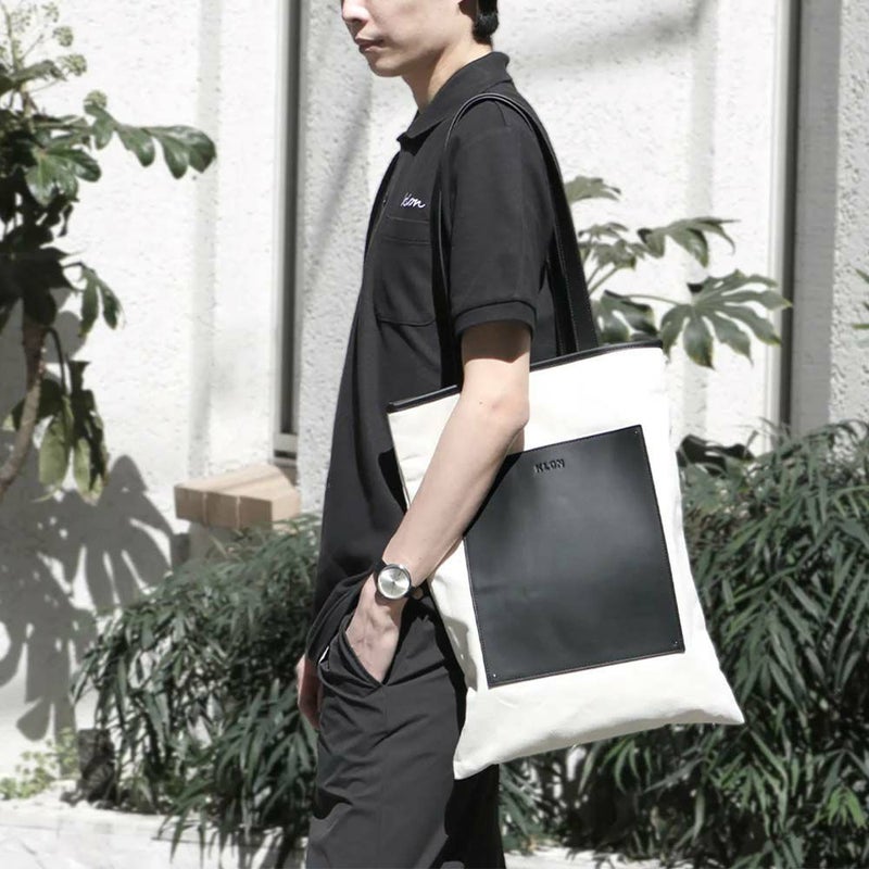 KLONトートバッグクローンメンズレディースPORTRAITCANVASTOTEBAGBLACKWHITE肩掛けカバンおしゃれ通学通勤ブラック黒ホワイト白